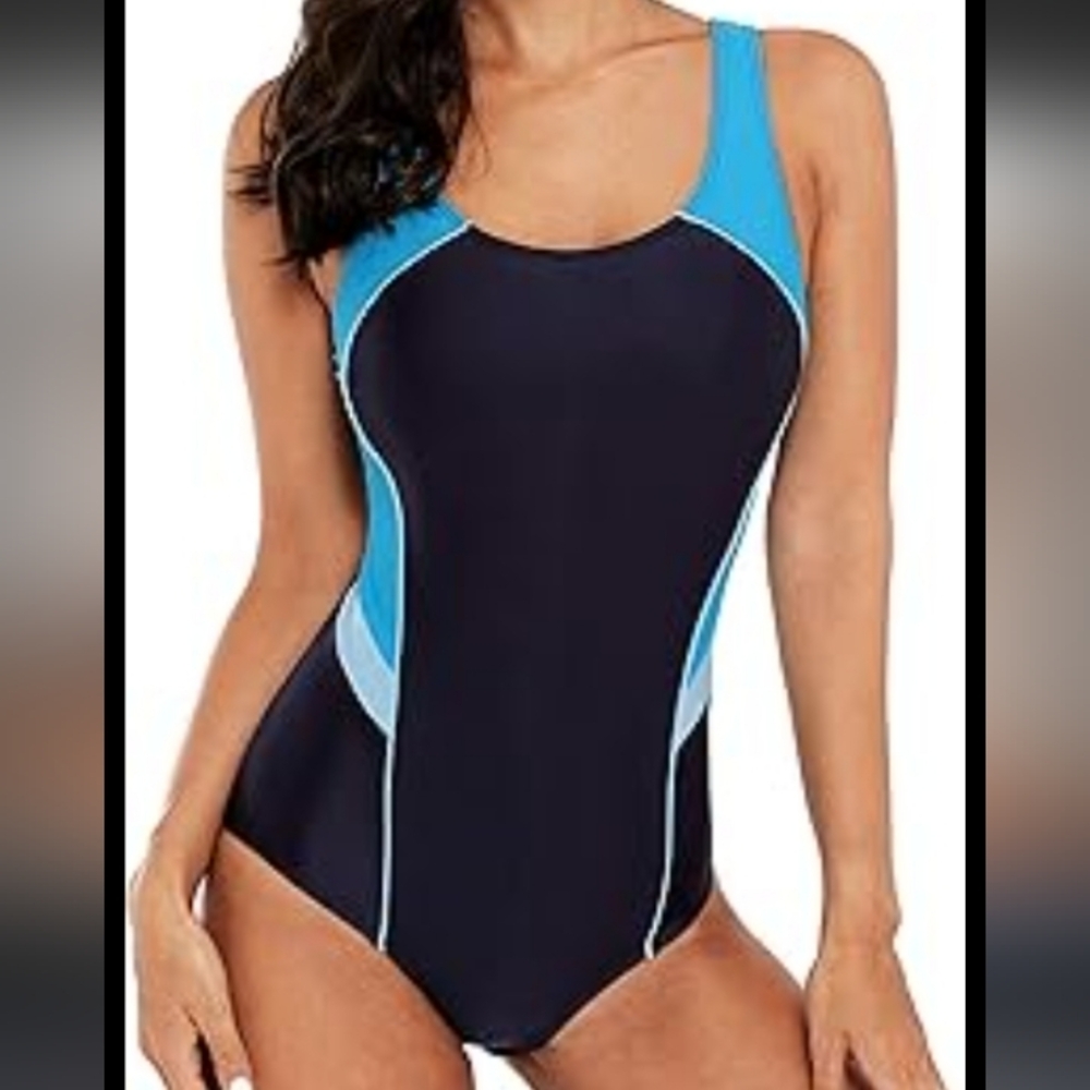 NEW Women’s One-Piece Swimsuit in Navy and Aqua Size Medium